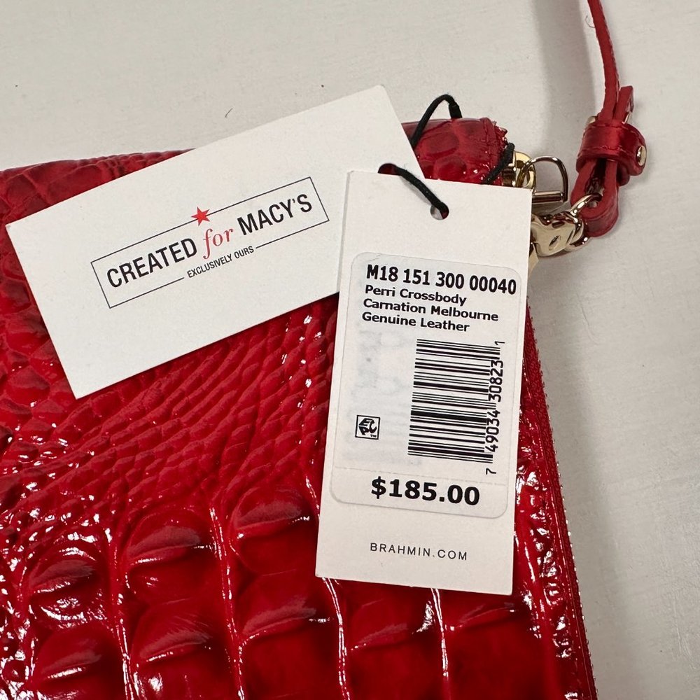 Brahmin Macy's Exclusive Perri Croc Embossed Red Leather Crossbody Bag / New - Picture 9 of 9
